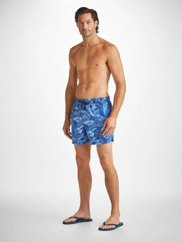 Short Length Swim Shorts Men Derek Rose Short Swim Shorts Maui 60 Blue