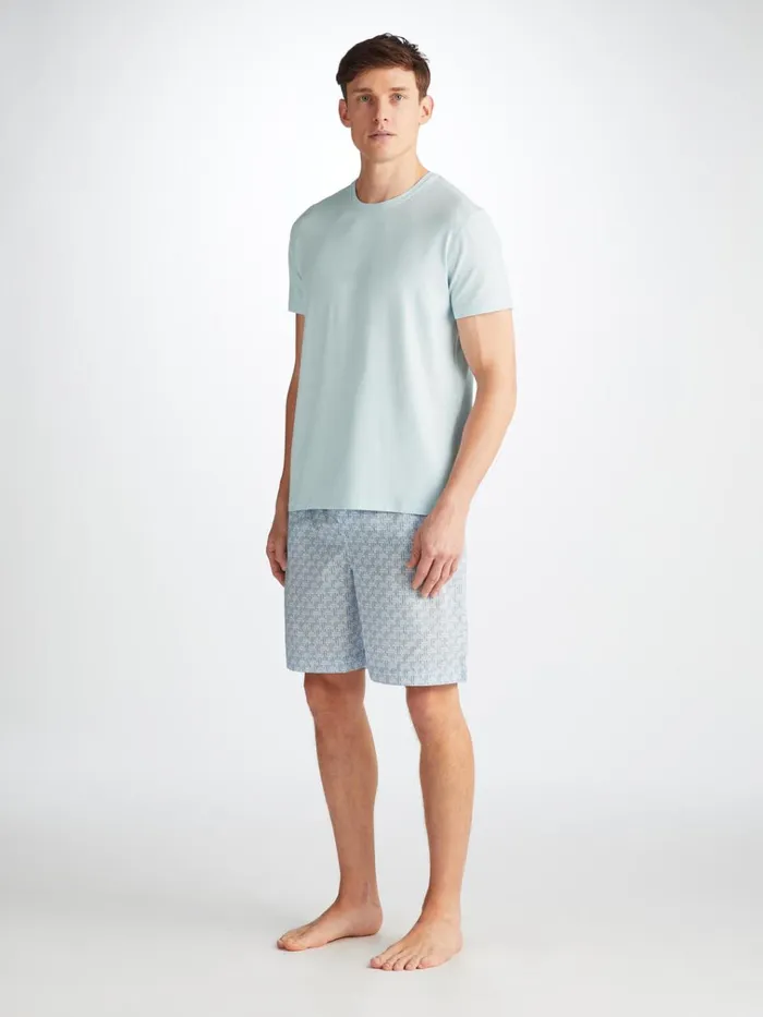 Short Sleeve TShirts Men Derek Rose TShirt Basel Micro Modal Stretch Ice Blue