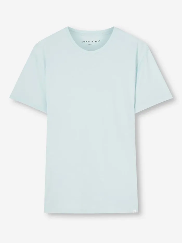 Short Sleeve TShirts Men Derek Rose TShirt Basel Micro Modal Stretch Ice Blue