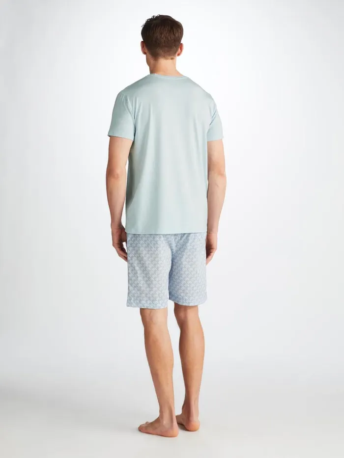 Short Sleeve TShirts Men Derek Rose TShirt Basel Micro Modal Stretch Ice Blue