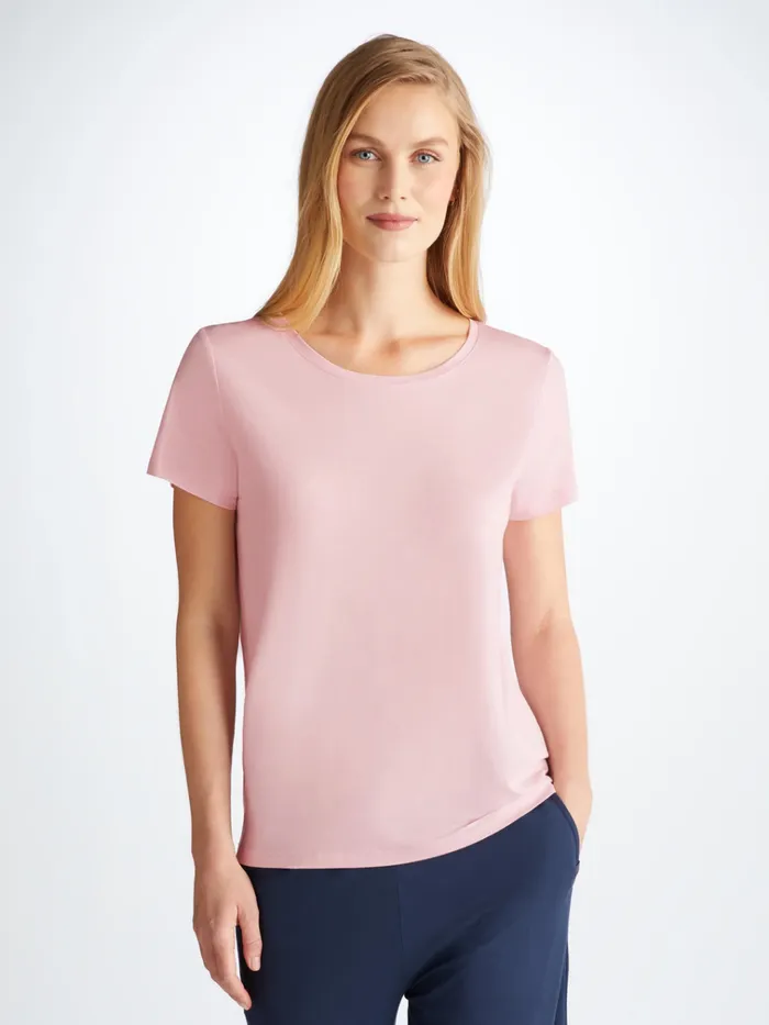 Short Sleeve TShirts Women Derek Rose TShirt Lara Micro Modal Stretch Pink