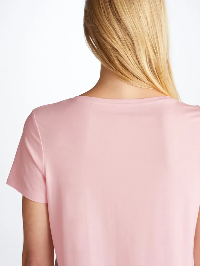 Short Sleeve TShirts Women Derek Rose TShirt Lara Micro Modal Stretch Pink