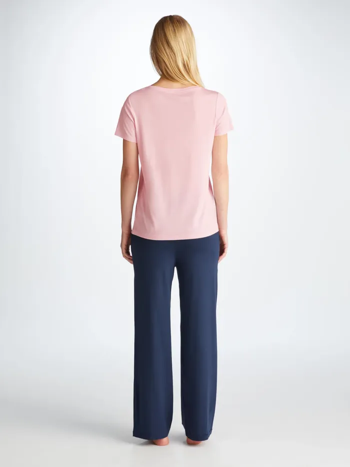 Short Sleeve TShirts Women Derek Rose TShirt Lara Micro Modal Stretch Pink