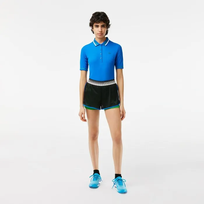 Shorts and Skirts Women Lacoste Womens Lined Tennis Shorts UltraDry Black Green Glv
