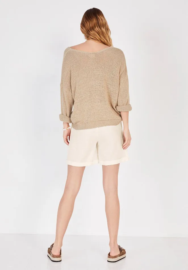 Shorts Women Hush Turn Up Linen Shorts White