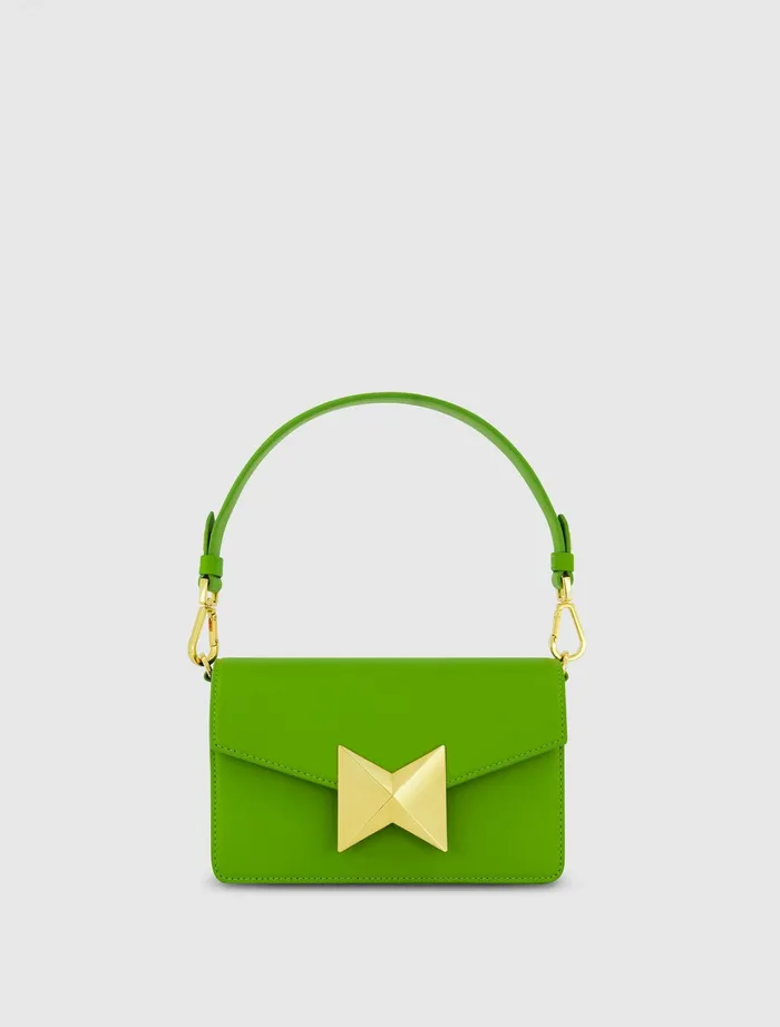 Shoulder Bags Mini Green Leather Shoulder Bag With Gold Hardware 8211 FINAL SALE Pear 8211 Mac Duggal Women