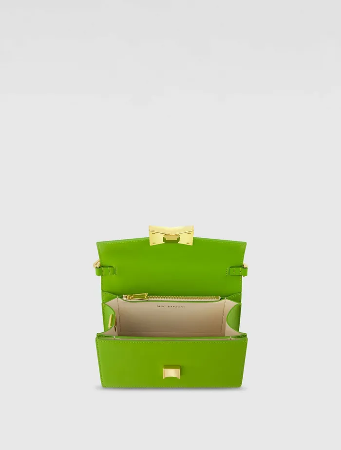 Shoulder Bags Mini Green Leather Shoulder Bag With Gold Hardware 8211 FINAL SALE Pear 8211 Mac Duggal Women