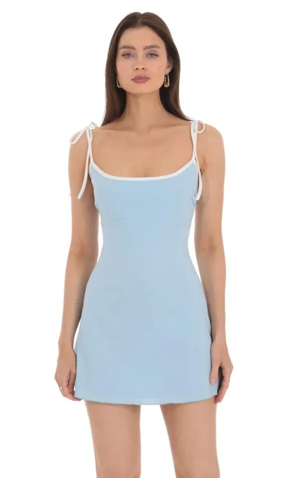 Shoulder Ties Dress Light Blue Women LUCY IN THE SKY Mini Dresses Shoulder Ties Dress Light Blue Women LUCY IN THE SKY Mini Dresses