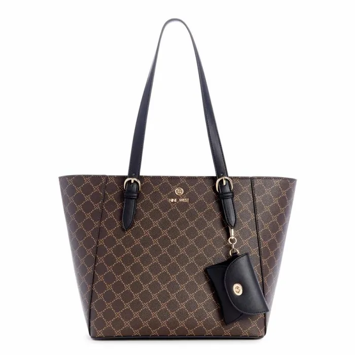 Siera Tote Brown Black Logo Women Nine West Totes and Backpacks