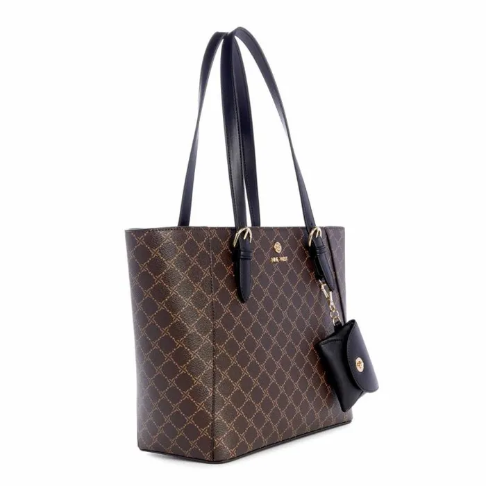 Siera Tote Brown Black Logo Women Nine West Totes and Backpacks Siera Tote Brown Black Logo Women Nine West Totes and Backpacks
