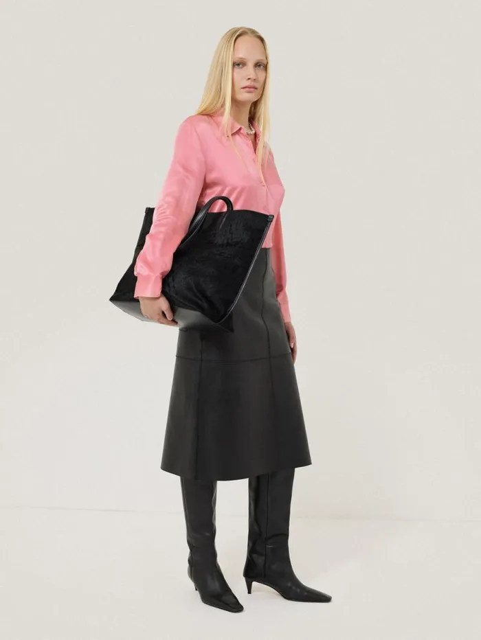 Silk Satin Blend Shirt Pink Women Jigsaw Shirts and Tops