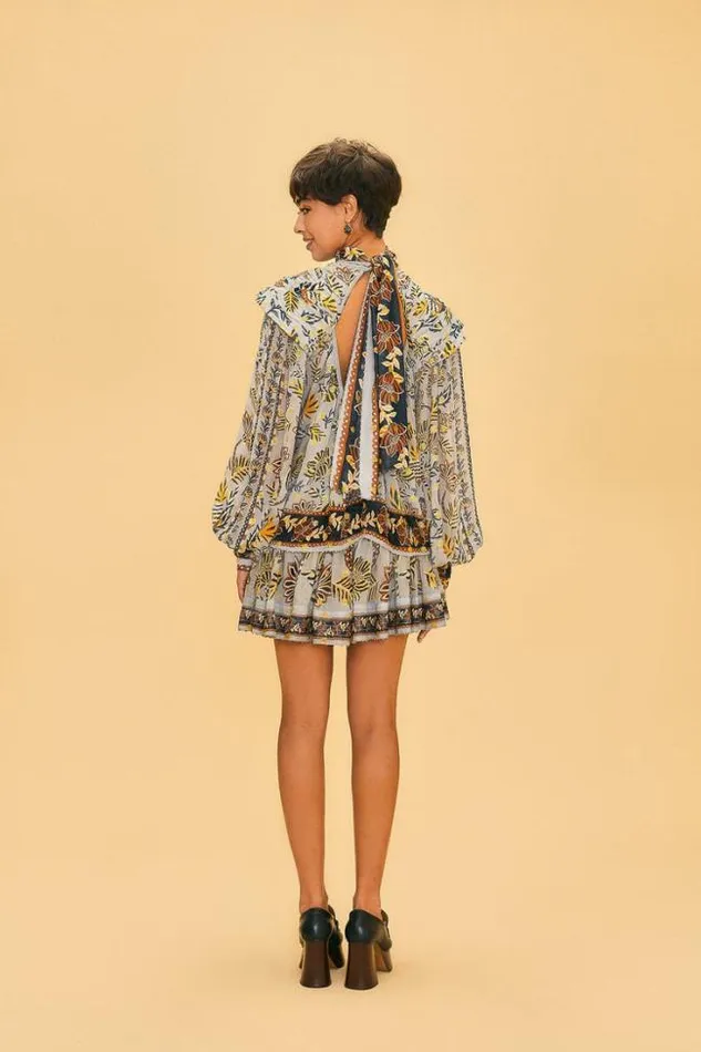 Silver Floral Tapestry Long Sleeve Blouse Women FARM Rio Blouses