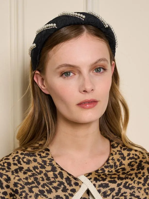 Sister Jane Accessories Womenswear Cheri Rose Jacquard Headband Coal Black