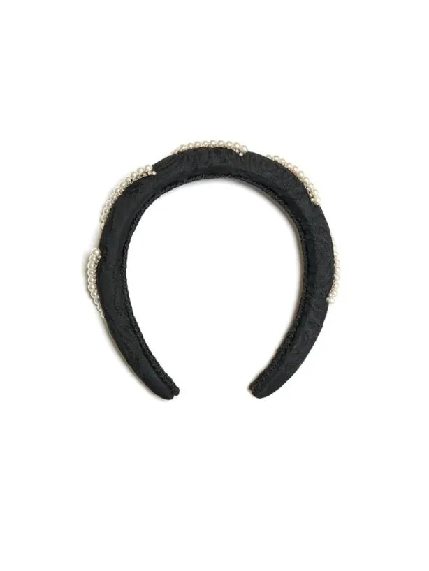 Sister Jane Accessories Womenswear Cheri Rose Jacquard Headband Coal Black