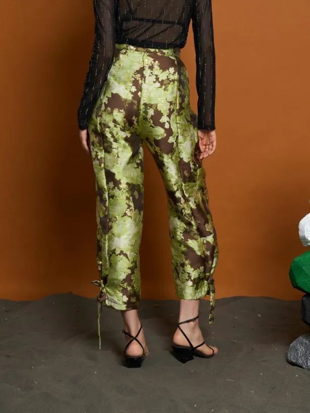 Sister Jane Bottoms Womenswear Ghospell Naomi Jacquard Eyelet Trousers Chestnut Brown