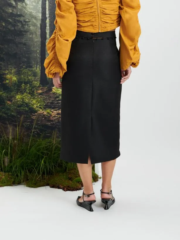 Sister Jane Bottoms Womenswear Ghospell Tabitha Button Up Midi Skirt Coal Black