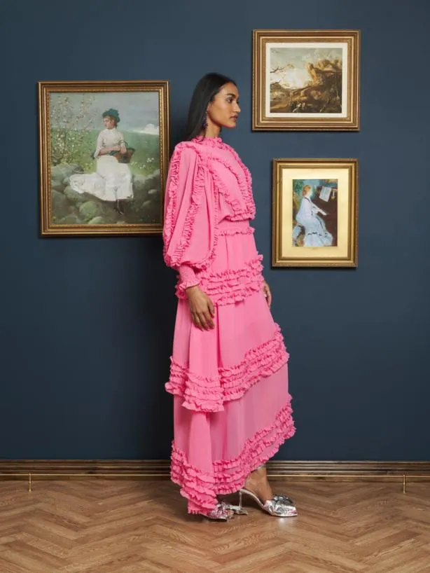 Sister Jane Dresses Womenswear Almond Blossom Ruffle Dress Hot Pink