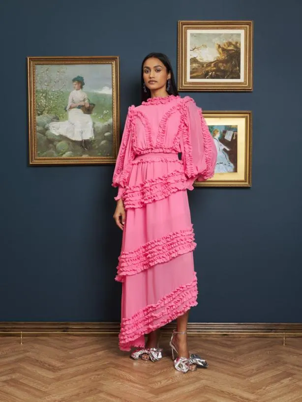 Sister Jane Dresses Womenswear Almond Blossom Ruffle Dress Hot Pink