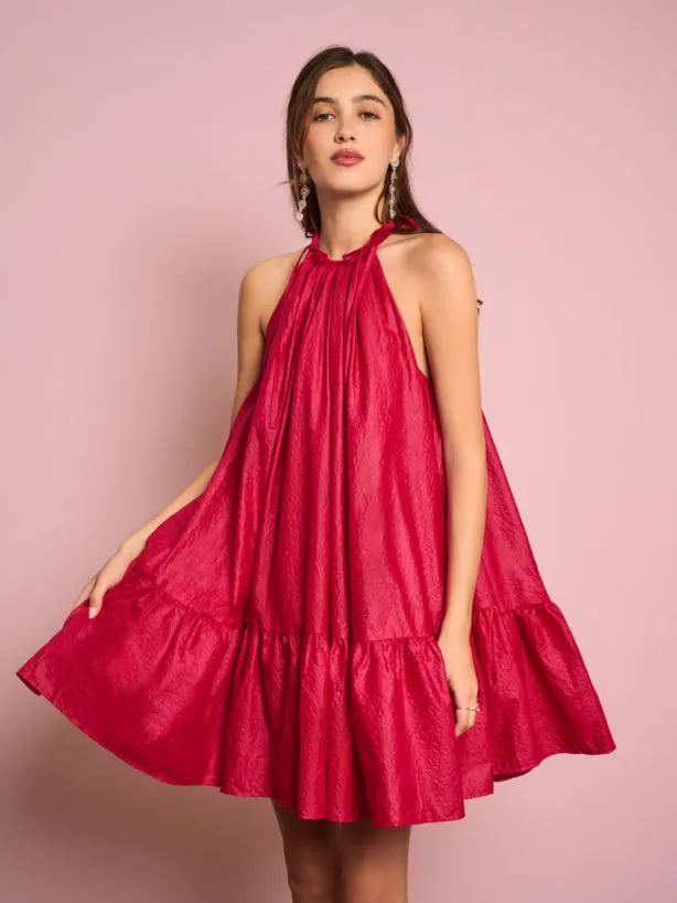 Sister Jane Dresses Womenswear Carnelian Halter Neck Dress Lobster Red