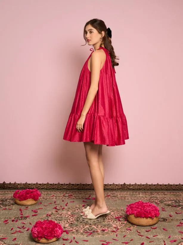Sister Jane Dresses Womenswear Carnelian Halter Neck Dress Lobster Red
