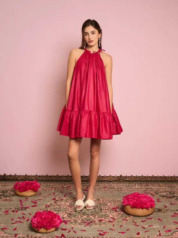 Sister Jane Dresses Womenswear Carnelian Halter Neck Dress Lobster Red