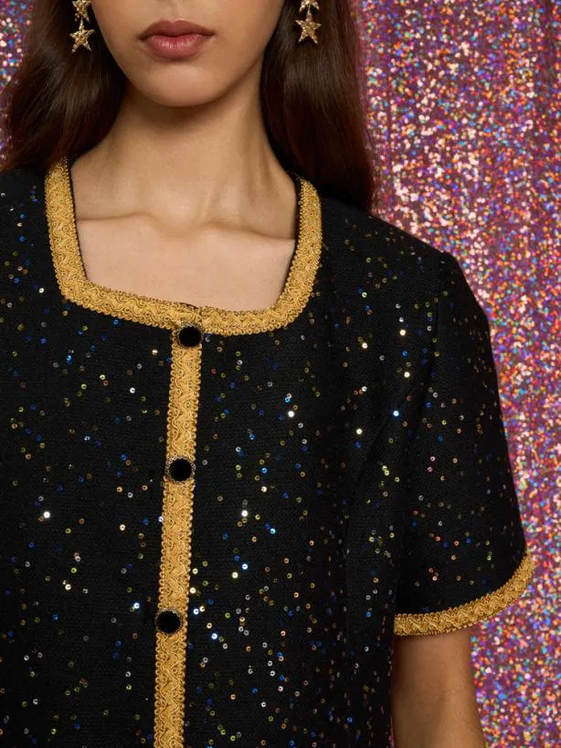 Sister Jane Dresses Womenswear Disco Boucle Mini Dress Deep Black