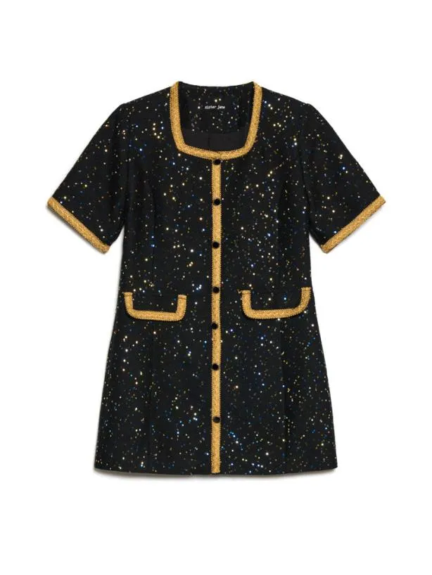 Sister Jane Dresses Womenswear Disco Boucle Mini Dress Deep Black