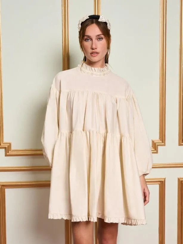 Sister Jane Dresses Womenswear DREAM Caneles Tiered Mini Dress Natural Cream