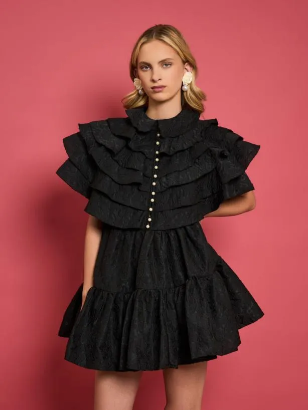 Sister Jane Dresses Womenswear DREAM Maya Organza Ruffle Dress Coal Black