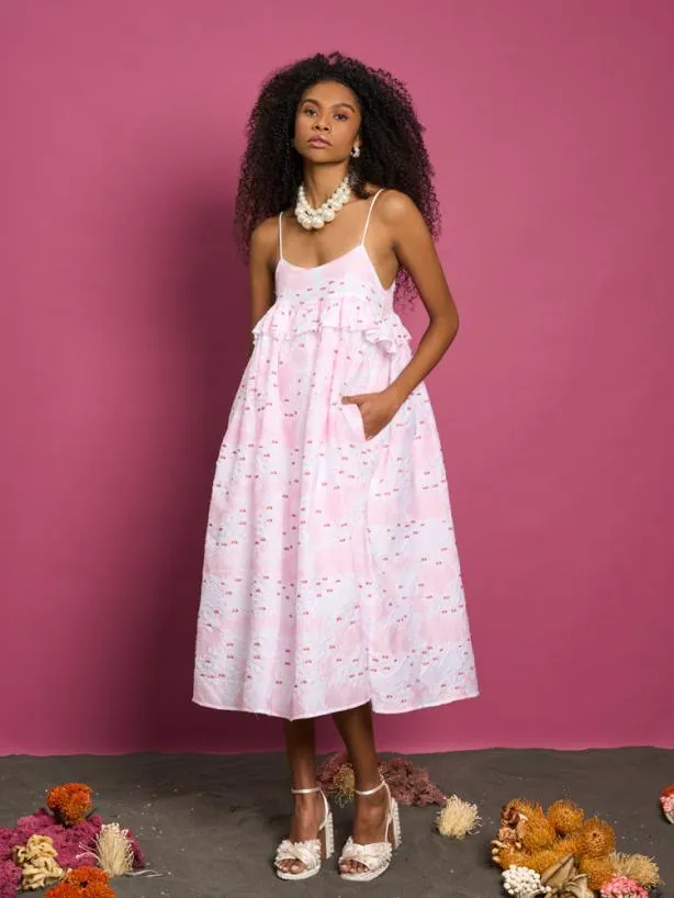Sister Jane Dresses Womenswear DREAM Venus Coral Jacquard Dress Baby Pink