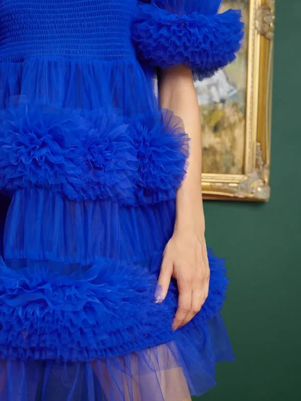 Sister Jane Dresses Womenswear DREAM Whitney Tulle Ruffle Mini Dress Royal Blue