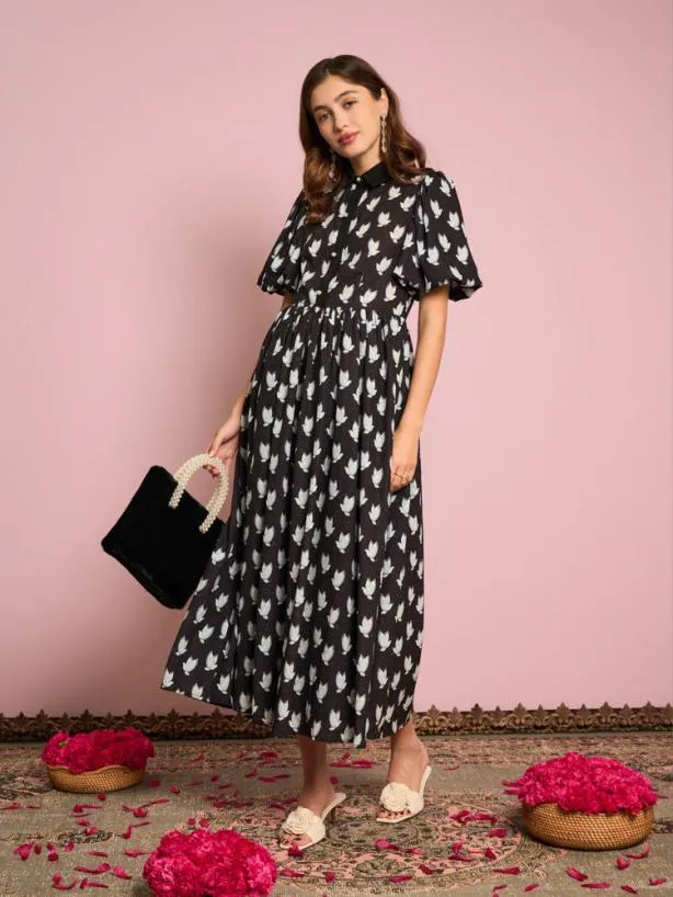 Sister Jane Dresses Womenswear Evening Doves Midi Dress Coal Black