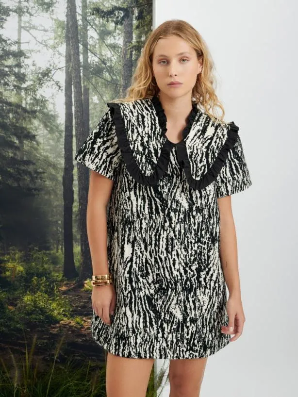 Sister Jane Dresses Womenswear Ghospell Giana Jacquard Mini Dress Ink Black