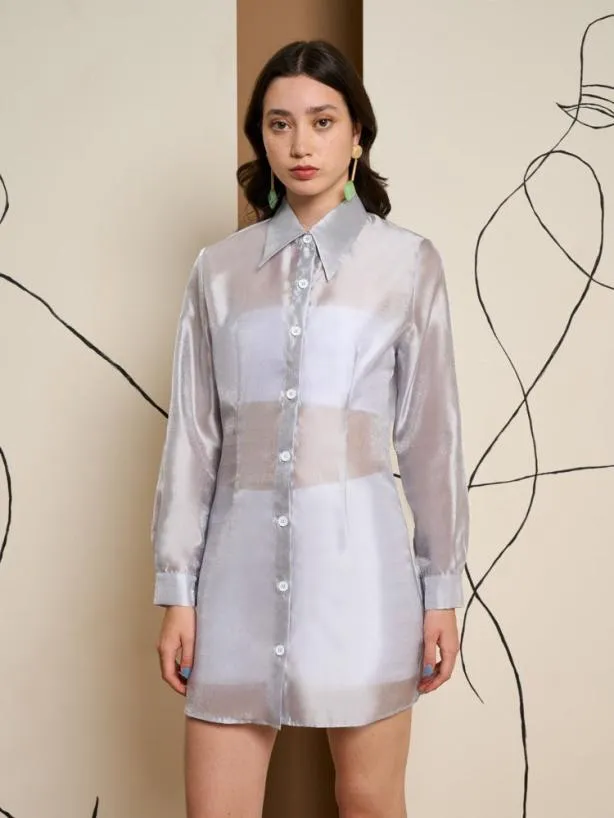 Sister Jane Dresses Womenswear Ghospell Regan Sheer Shirt Dress Silver