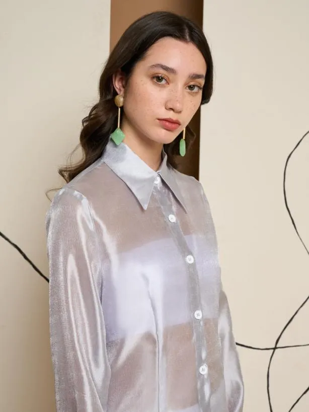 Sister Jane Dresses Womenswear Ghospell Regan Sheer Shirt Dress Silver
