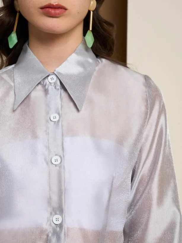 Sister Jane Dresses Womenswear Ghospell Regan Sheer Shirt Dress Silver