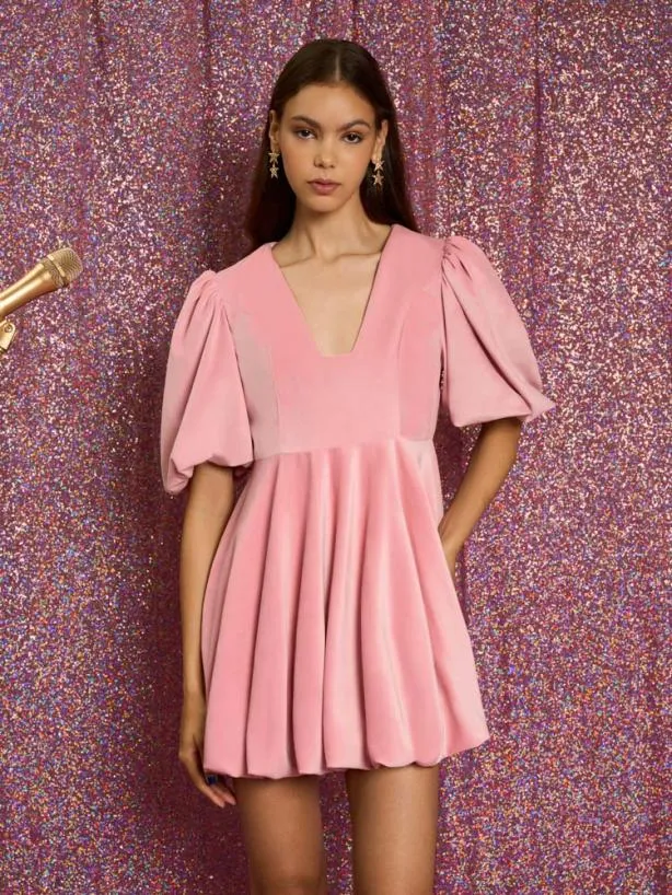 Sister Jane Dresses Womenswear Harmony Velvet Mini Dress Baby Pink