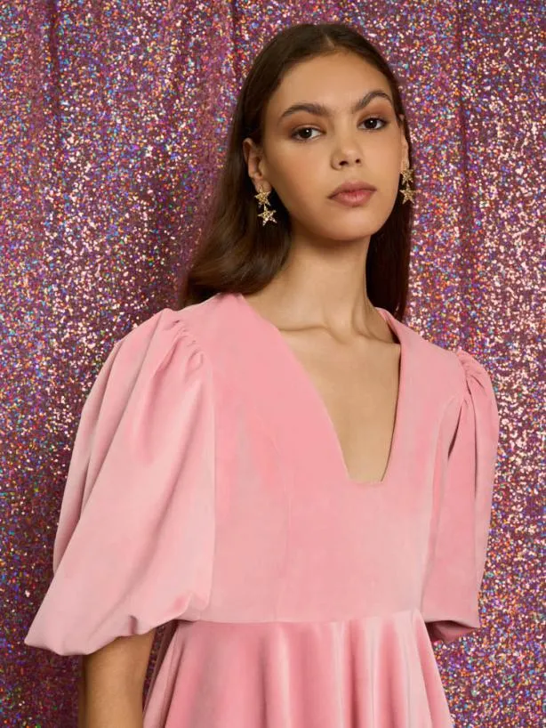Sister Jane Dresses Womenswear Harmony Velvet Mini Dress Baby Pink