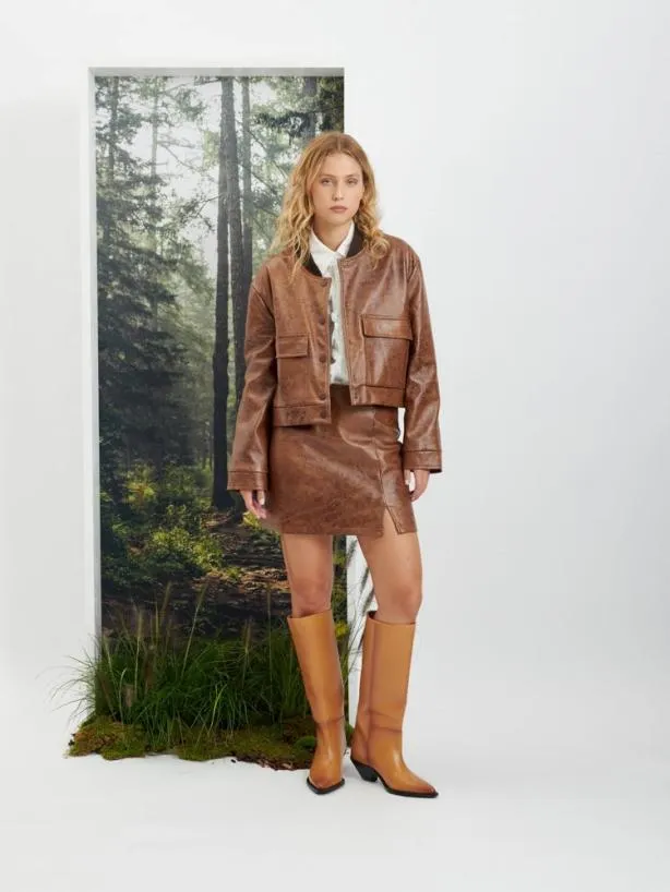 Sister Jane Jackets Womenswear Ghospell Alanis PU Jacket Tuscan Brown