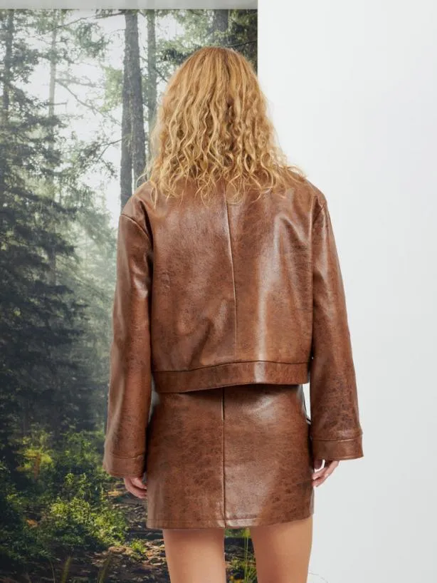 Sister Jane Jackets Womenswear Ghospell Alanis PU Jacket Tuscan Brown