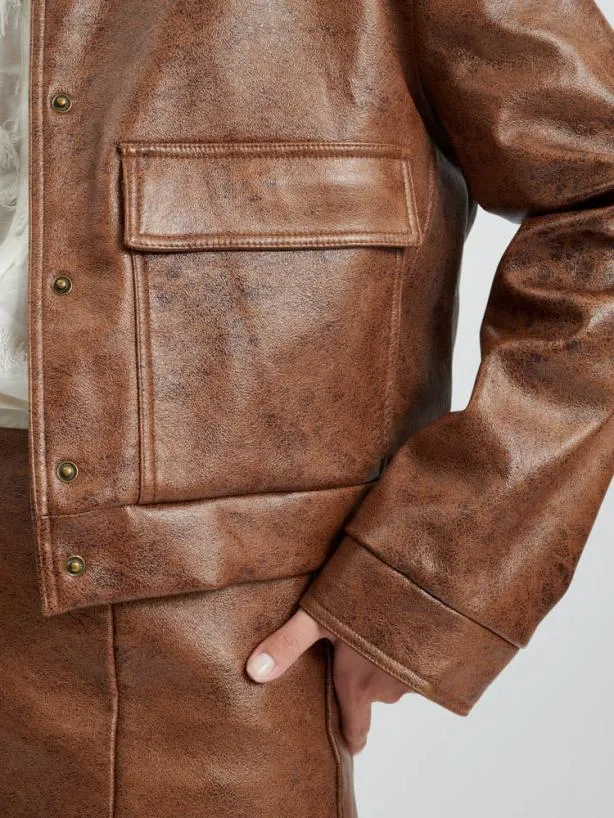 Sister Jane Jackets Womenswear Ghospell Alanis PU Jacket Tuscan Brown