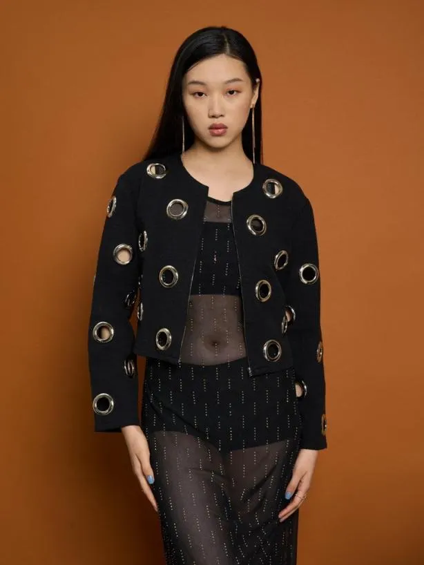 Sister Jane Jackets Womenswear Ghospell Moira Eyelet Jacket Black Ink