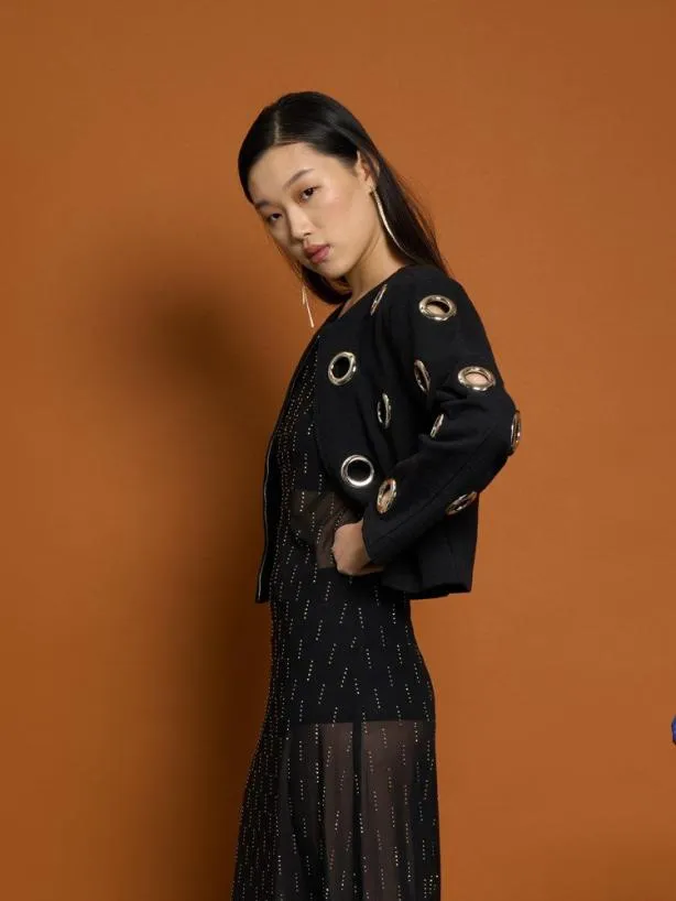 Sister Jane Jackets Womenswear Ghospell Moira Eyelet Jacket Black Ink