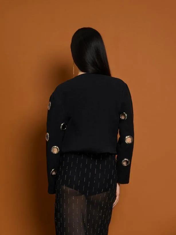 Sister Jane Jackets Womenswear Ghospell Moira Eyelet Jacket Black Ink