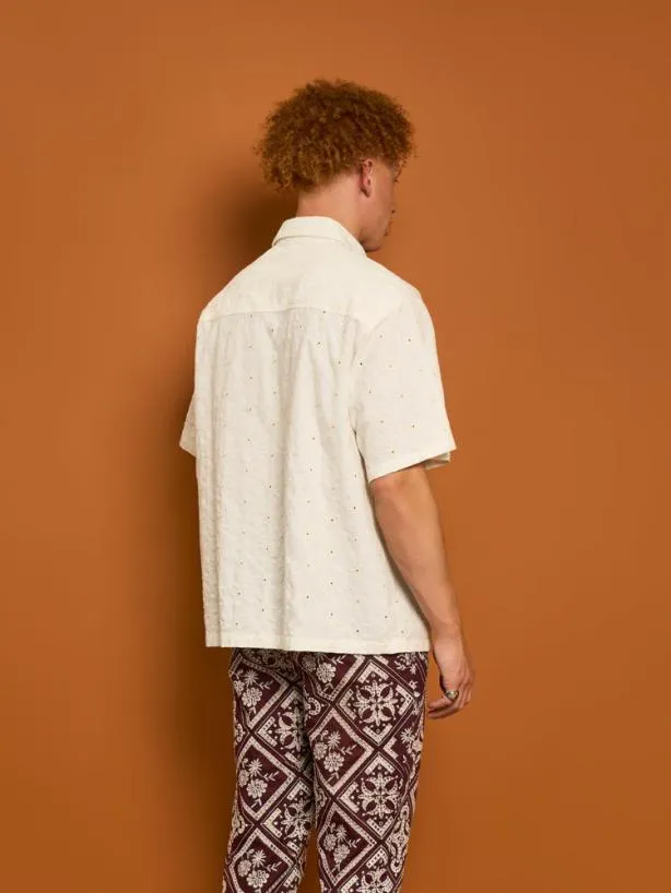 Sister Jane Shirts Menswear Cole Fray Boxy Shirt Pearled Cream