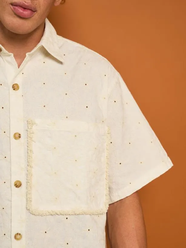 Sister Jane Shirts Menswear Cole Fray Boxy Shirt Pearled Cream