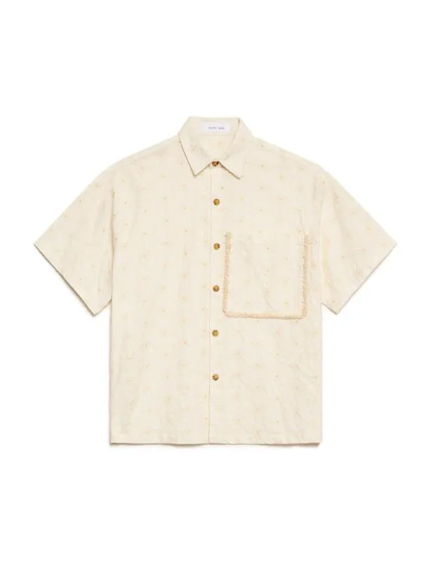 Sister Jane Shirts Menswear Cole Fray Boxy Shirt Pearled Cream