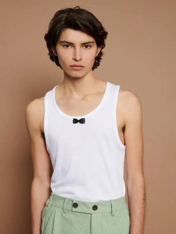 Sister Jane Shirts Menswear Seafarer Rib Tank Top Ivory Cream