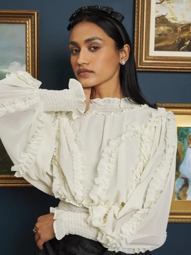 Sister Jane Tops Womenswear Almond Blossom Ruffle Top Pearl Ivory