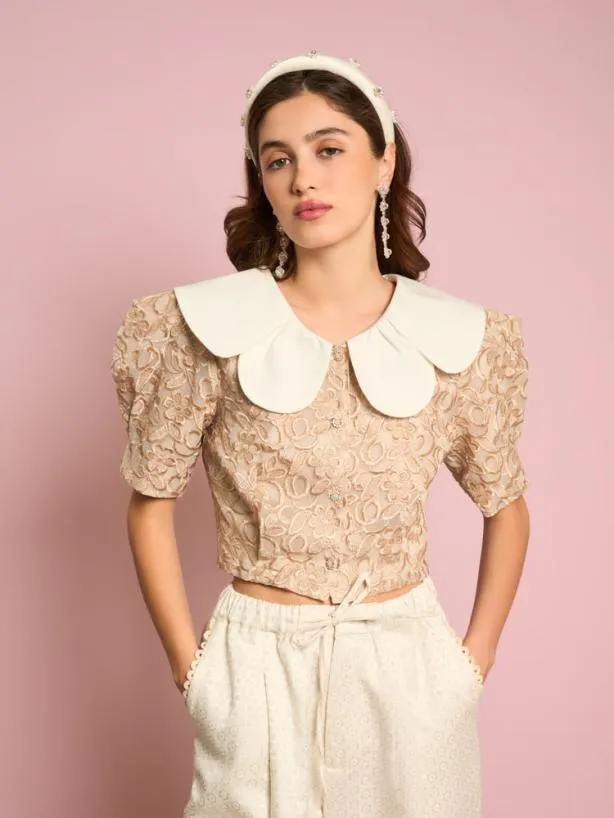 Sister Jane Tops Womenswear Cinnamon Lace Blouse Glamoured Gold